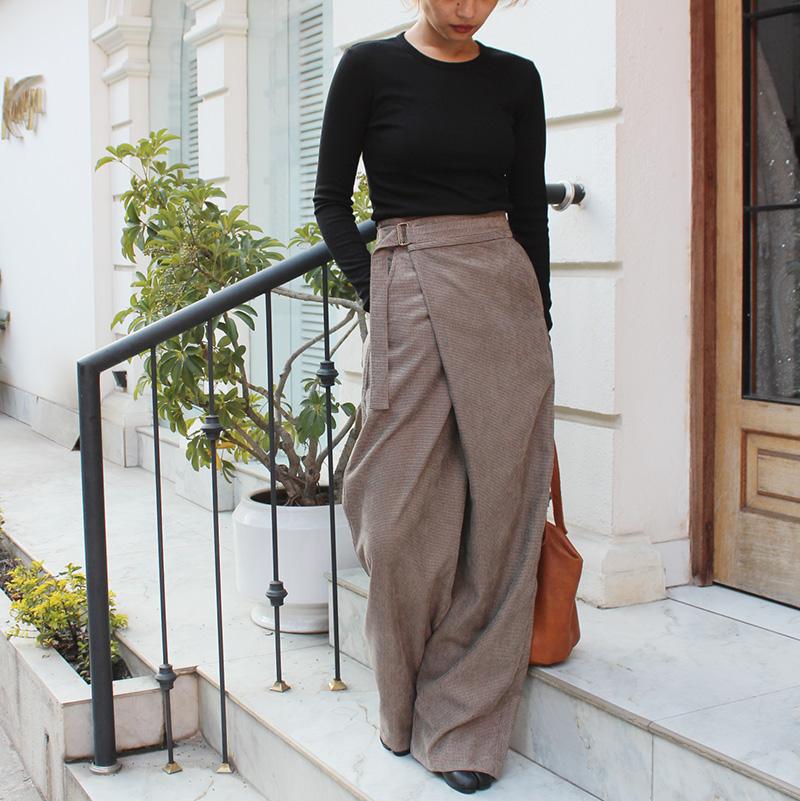 大人モード美脚パンツ◉ストレートラップパンツ　コーデュロイベージュ | 5枚目