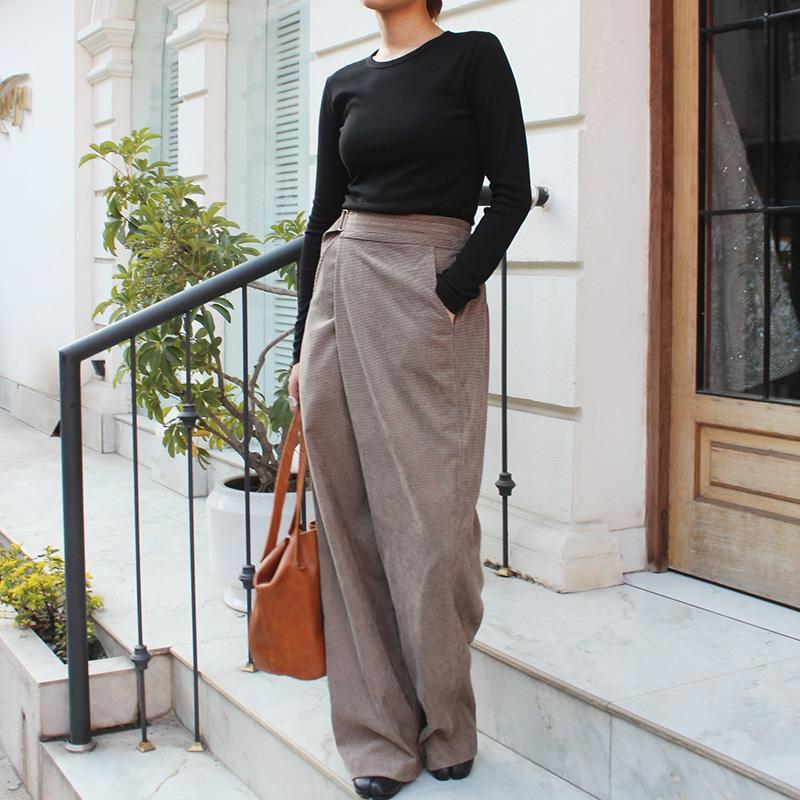 大人モード美脚パンツ◉ストレートラップパンツ　コーデュロイベージュ | 7枚目