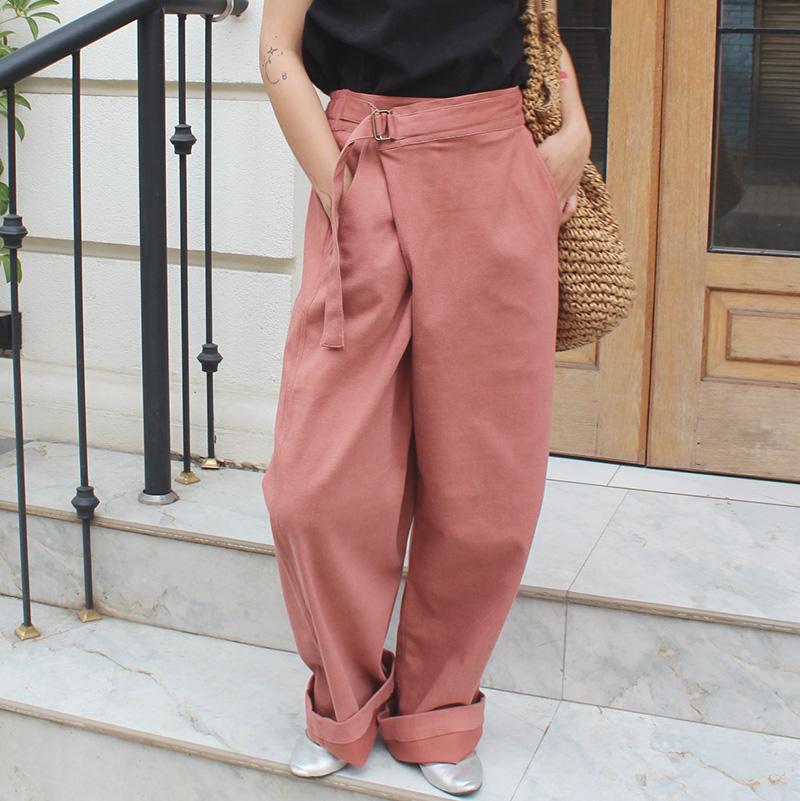 大人モード美脚パンツ◉ストレートラップパンツ　コーデュロイベージュ | 9枚目