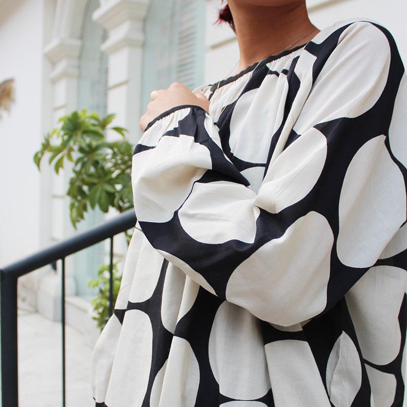 ◉季節のシフトコーデに◉ たっぷりギャザーバルーンブラウス　ポルカドット | 8枚目