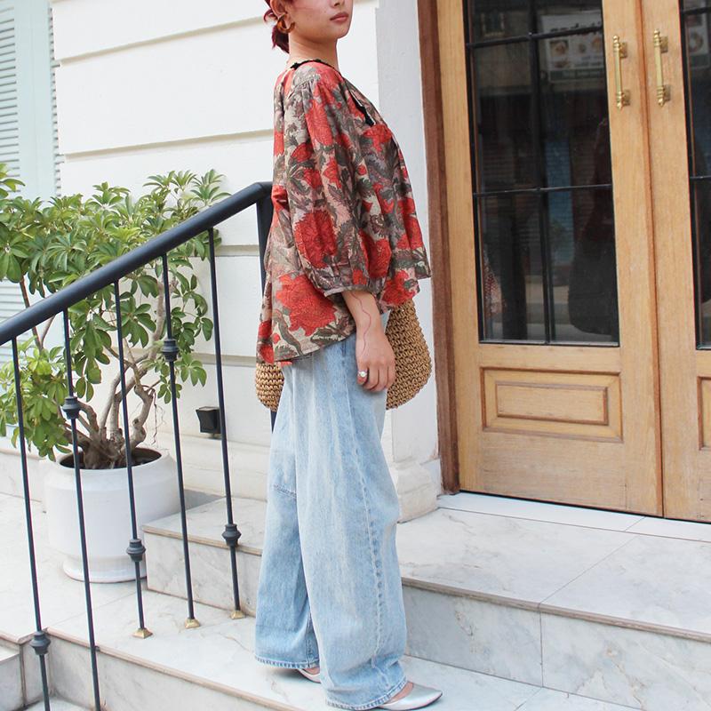 さらっと涼しい◉大人エスニックサマーブラウス　テラコッタmix | 4枚目