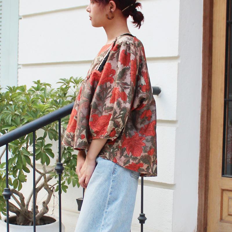 さらっと涼しい◉大人エスニックサマーブラウス　テラコッタmix | 7枚目