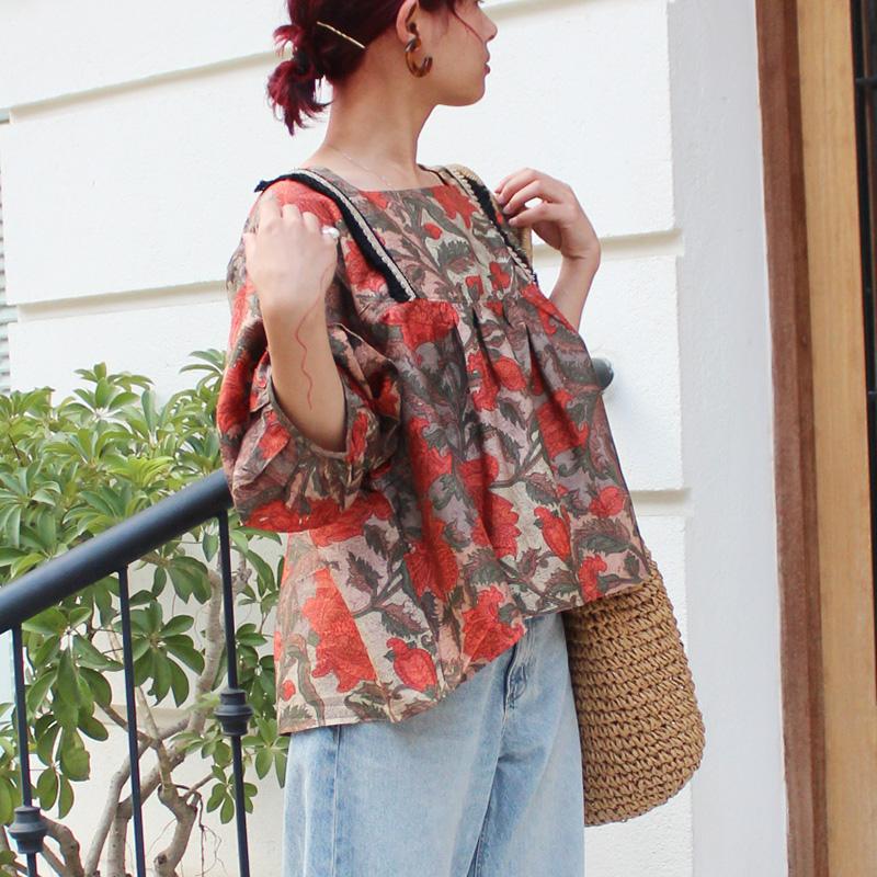 さらっと涼しい◉大人エスニックサマーブラウス　エスニックグリーン | 12枚目