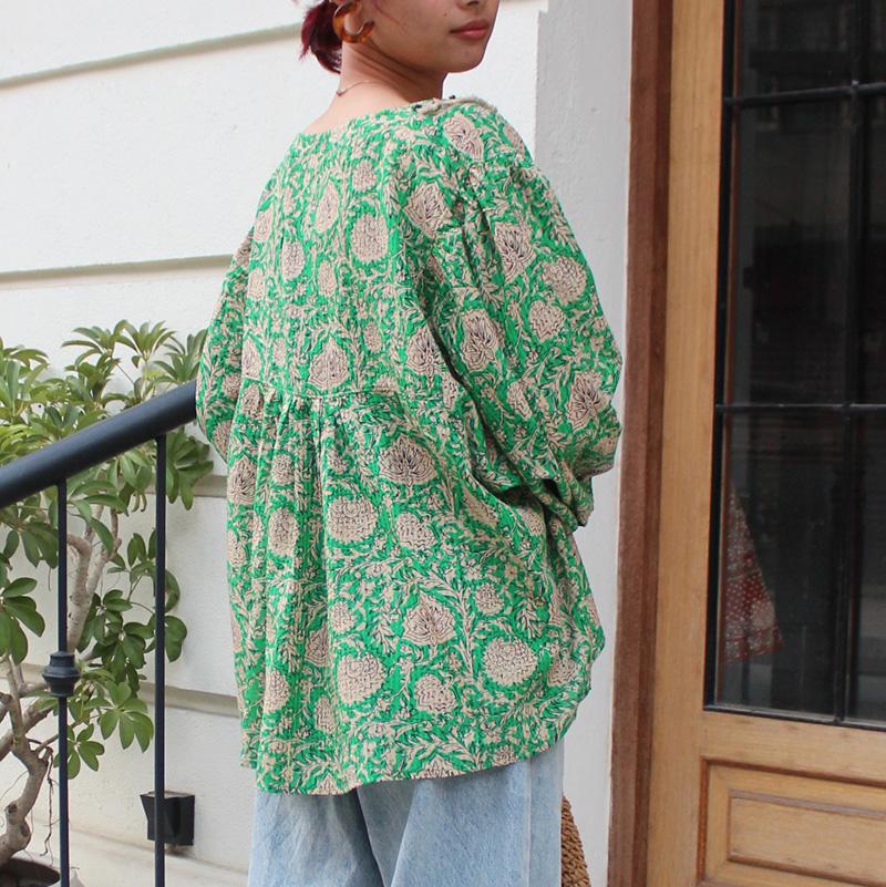 さらっと涼しい◉大人エスニックサマーブラウス　エスニックグリーン | 3枚目