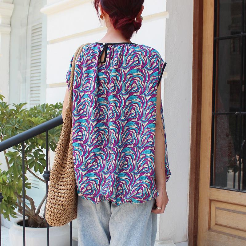 ◉真夏も涼しい◉マシュマロバルーンブラウス　ヴィンテージパープル | 2枚目