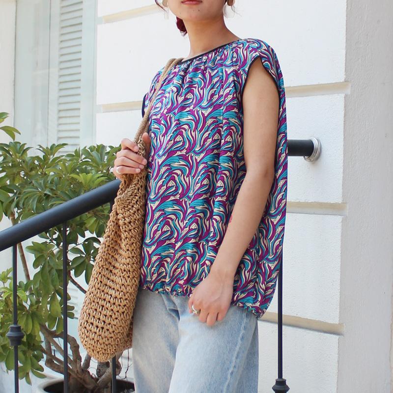 ◉真夏も涼しい◉マシュマロバルーンブラウス　ヴィンテージパープル | 3枚目