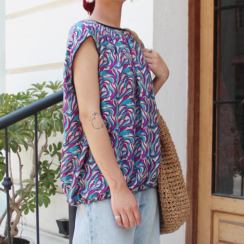 ◉真夏も涼しい◉マシュマロバルーンブラウス　ヴィンテージパープル | 7枚目