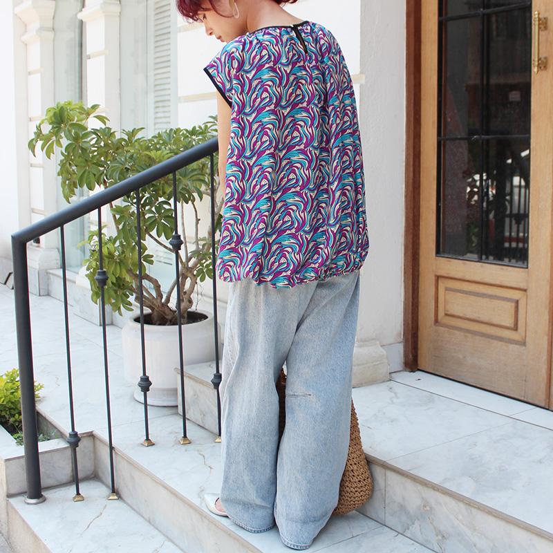 ◉真夏も涼しい◉マシュマロバルーンブラウス　ヴィンテージパープル | 8枚目