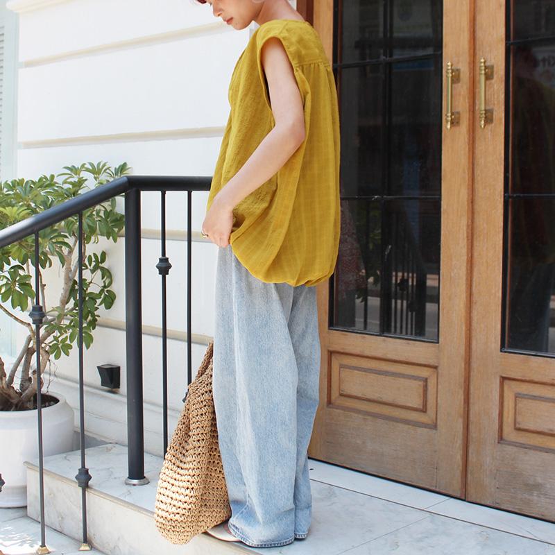 ◉真夏も涼しい◉マシュマロバルーンブラウス　マスタード | 5枚目