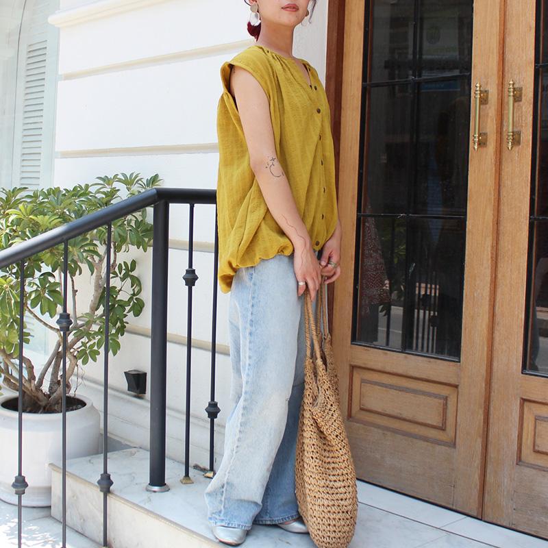 ◉真夏も涼しい◉マシュマロバルーンブラウス　マスタード | 6枚目