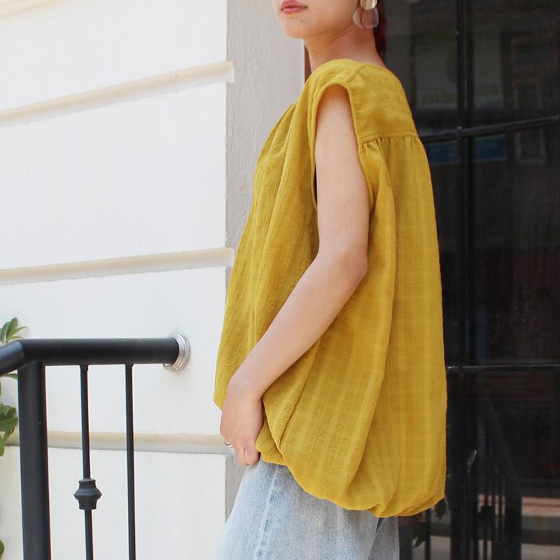 ◉真夏も涼しい◉マシュマロバルーンブラウス　マスタード | 9枚目