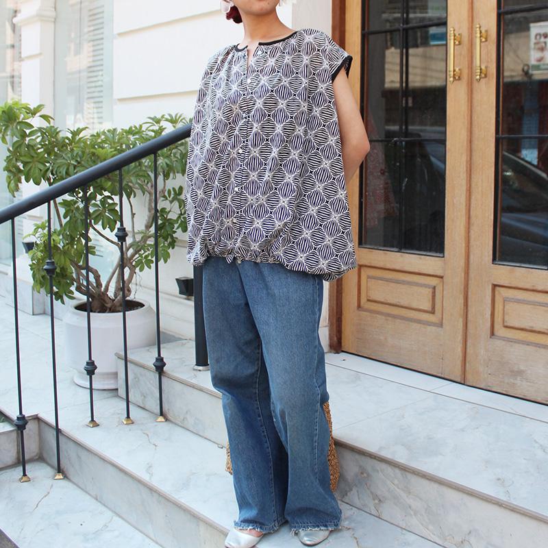 ◉真夏も涼しい◉マシュマロバルーンブラウス　モノクロ柄 | 6枚目