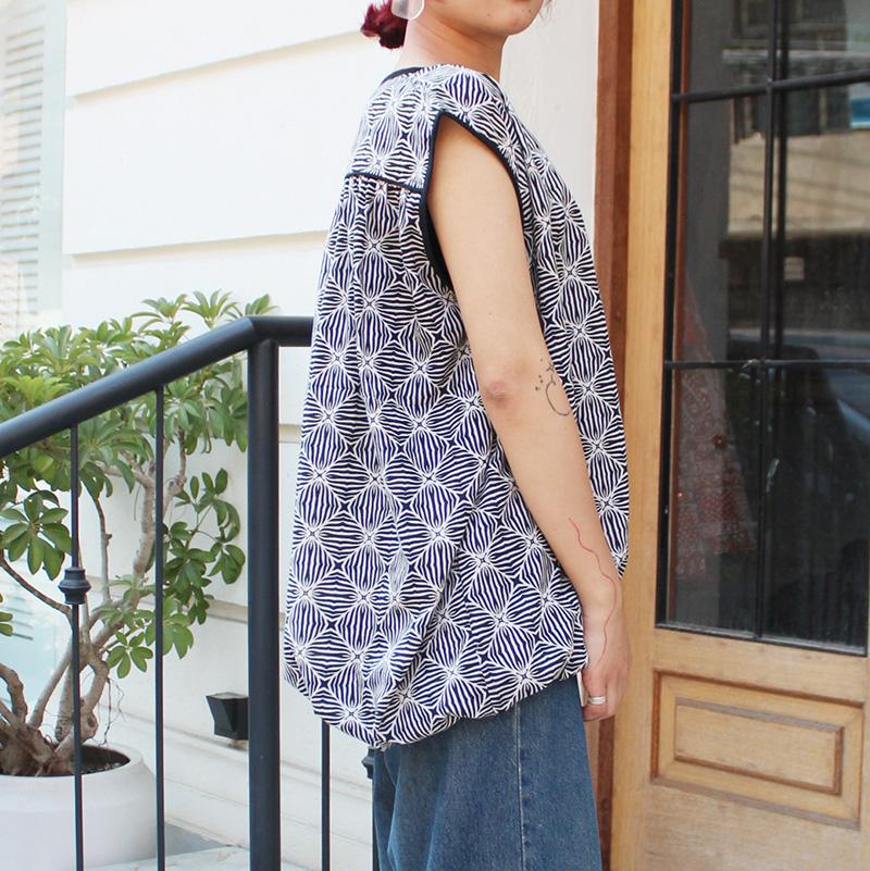 ◉真夏も涼しい◉マシュマロバルーンブラウス　モノクロ柄 | 7枚目