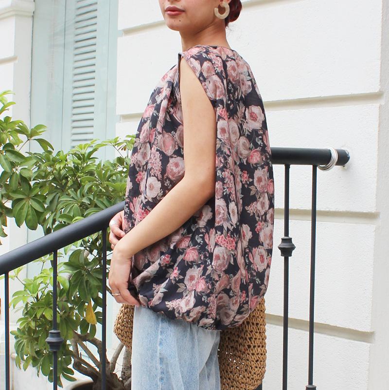 ◉真夏も涼しい◉マシュマロバルーンブラウス　ボタニカルリネン　ホワイト | 14枚目