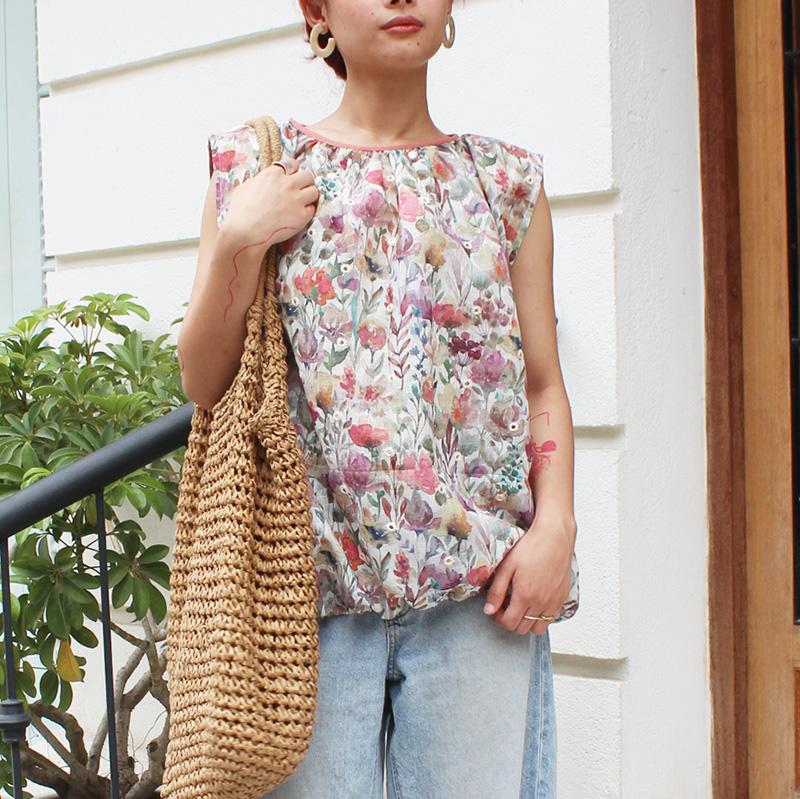 ◉真夏も涼しい◉マシュマロバルーンブラウス　ボタニカルリネン　ホワイト | 3枚目