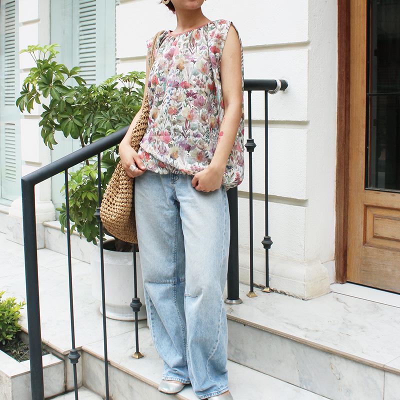 ◉真夏も涼しい◉マシュマロバルーンブラウス　ボタニカルリネン　ホワイト | 5枚目