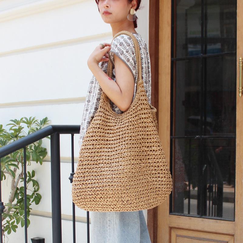 軽くて使いやすい◉夏のヘビロテ かご編みトートバッグ1枚目の画像