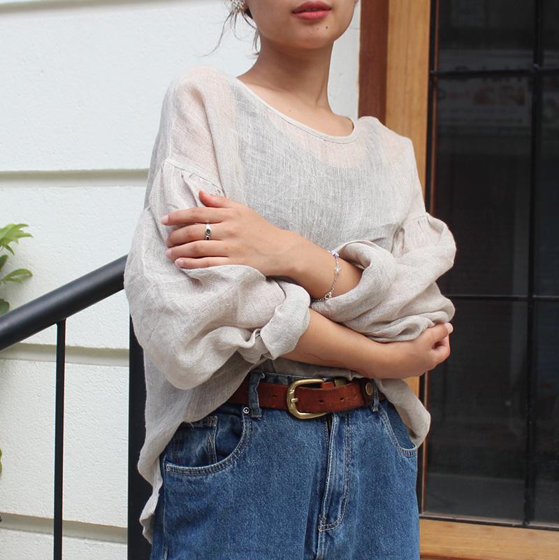 ◉季節のシフトコーデに◉ リネンガーゼ　シアーブラウス　マスタード | 13枚目