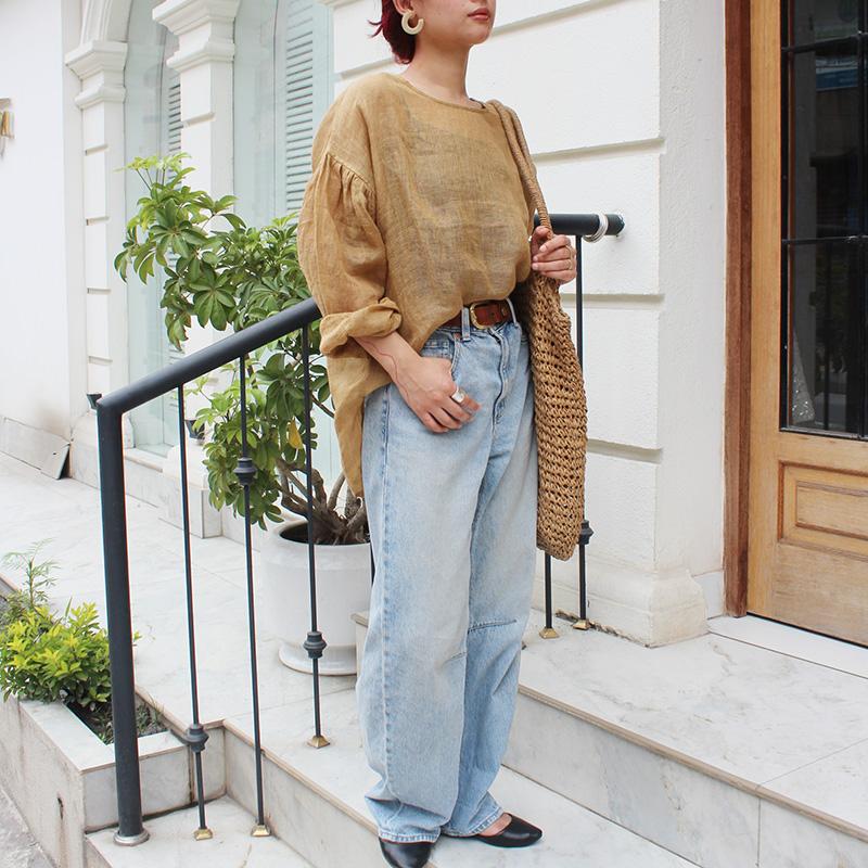 ◉季節のシフトコーデに◉ リネンガーゼ　シアーブラウス　マスタード | 6枚目