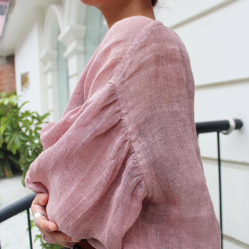 ◉季節のシフトコーデに◉ リネンガーゼ　シアーブラウス　 ピンク | 10枚目