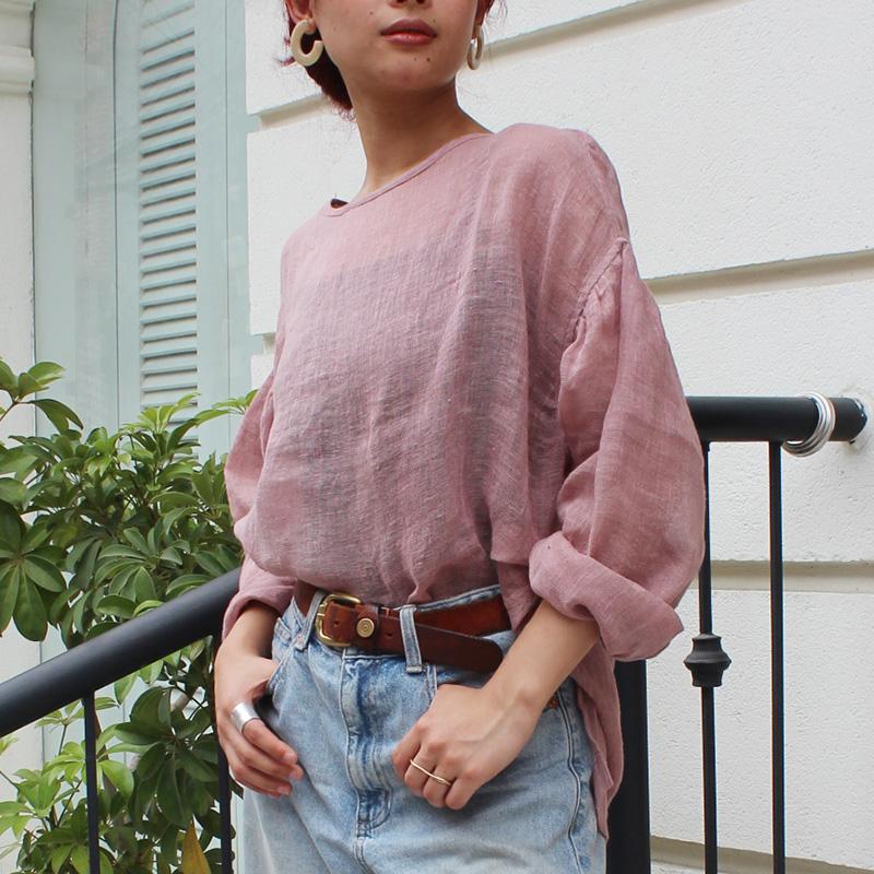 ◉季節のシフトコーデに◉ リネンガーゼ　シアーブラウス　 ピンク | 4枚目