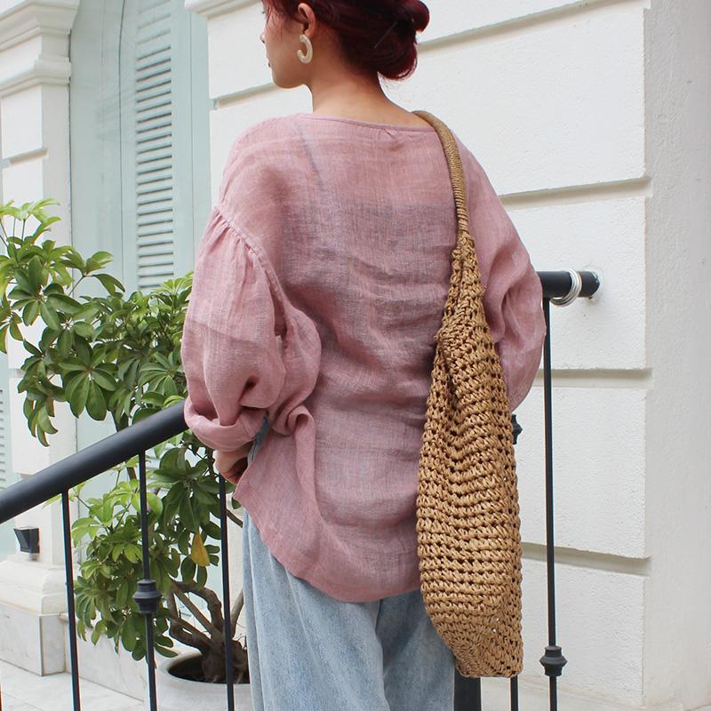 ◉季節のシフトコーデに◉ リネンガーゼ　シアーブラウス　 ピンク | 6枚目