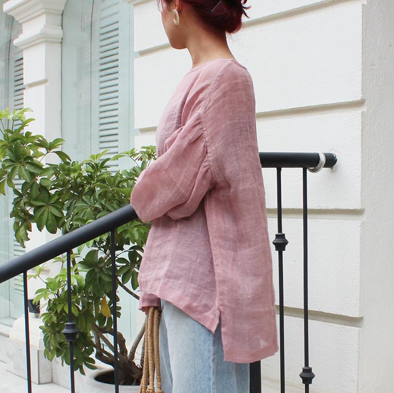 ◉季節のシフトコーデに◉ リネンガーゼ　シアーブラウス　 ピンク | 7枚目