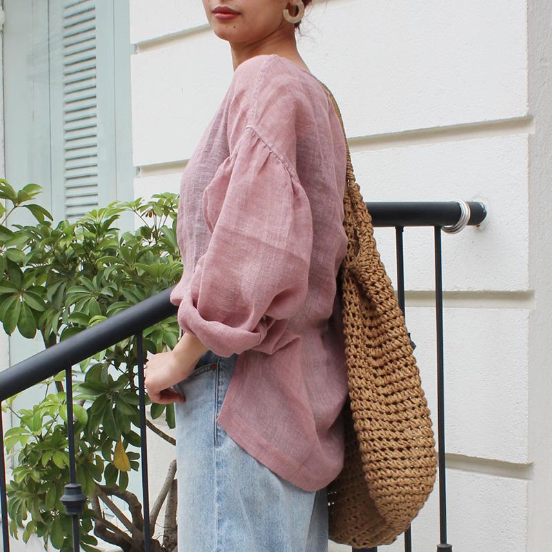 ◉季節のシフトコーデに◉ リネンガーゼ　シアーブラウス　 ピンク | 9枚目