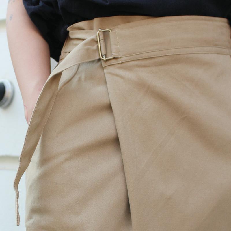 大人モード美脚パンツ◉ストレートラップパンツ　カーキベージュ | 9枚目