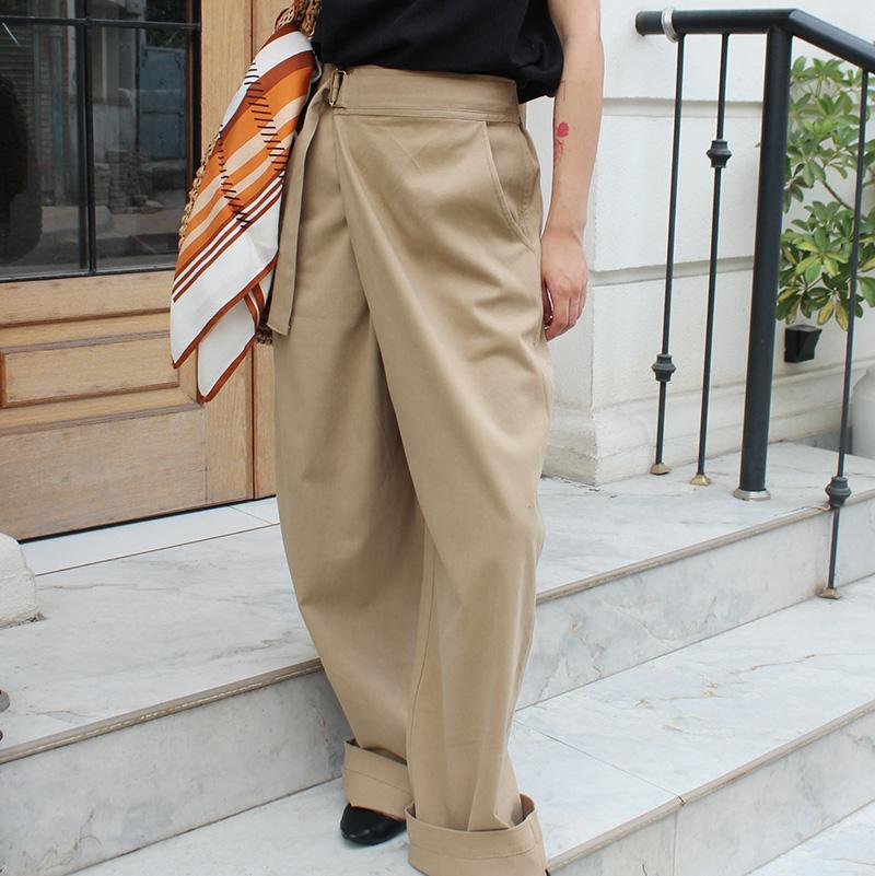 大人モード美脚パンツ◉ストレートラップパンツ　 くすみピンク | 12枚目