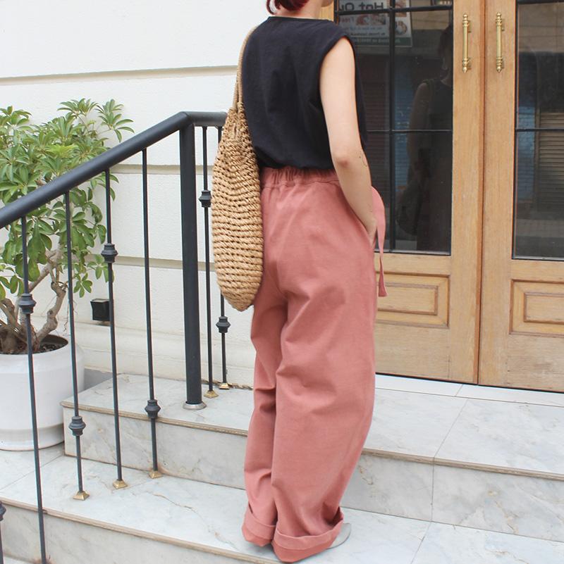 大人モード美脚パンツ◉ストレートラップパンツ　 くすみピンク | 6枚目