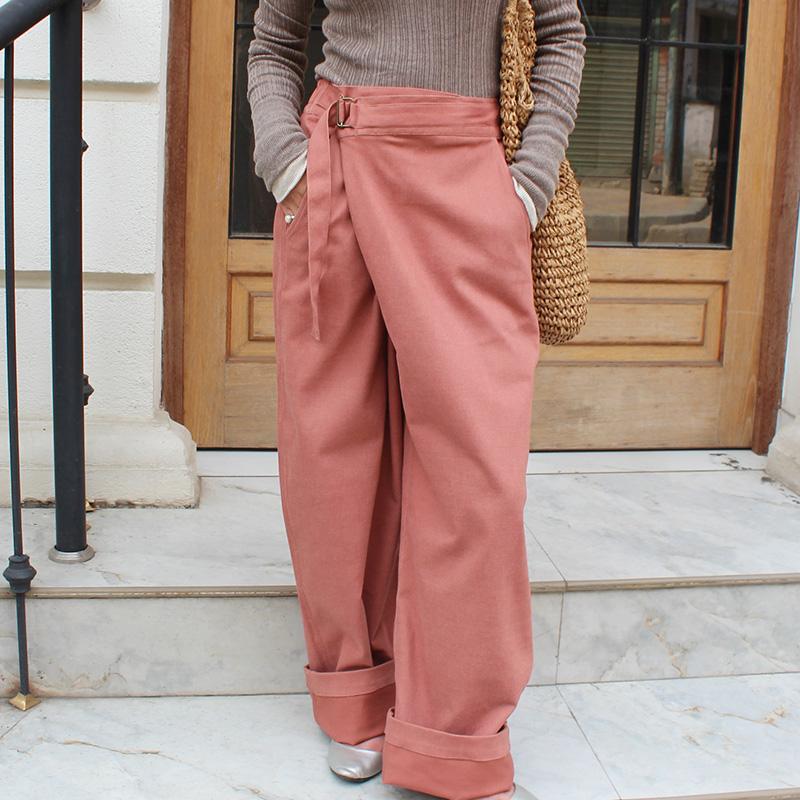 大人モード美脚パンツ◉ストレートラップパンツ　 くすみピンク | 7枚目