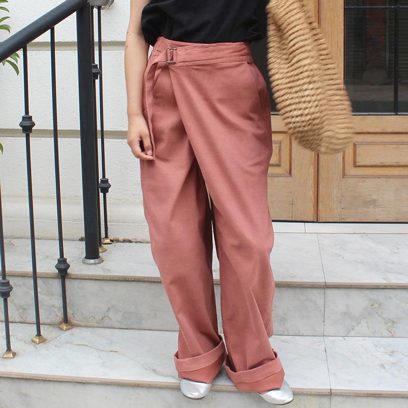 大人モード美脚パンツ◉ストレートラップパンツ　 くすみピンク | 8枚目