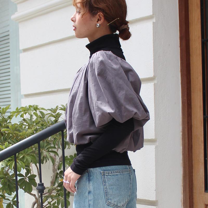 重ねてお洒落なバルーンミニトップ　グレー | 4枚目