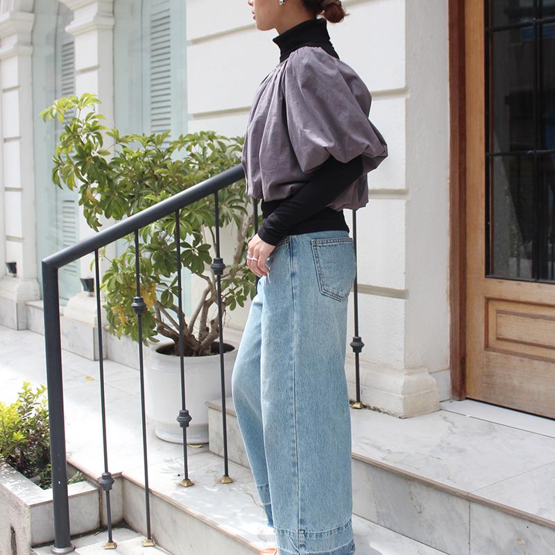 重ねてお洒落なバルーンミニトップ　グレー | 5枚目