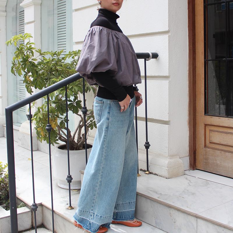 重ねてお洒落なバルーンミニトップ　グレー | 6枚目