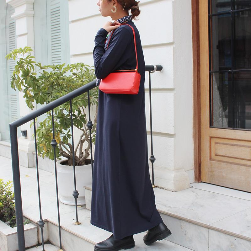 １枚で大人モード◉ ベーシックロングワンピース　ネイビー | 7枚目