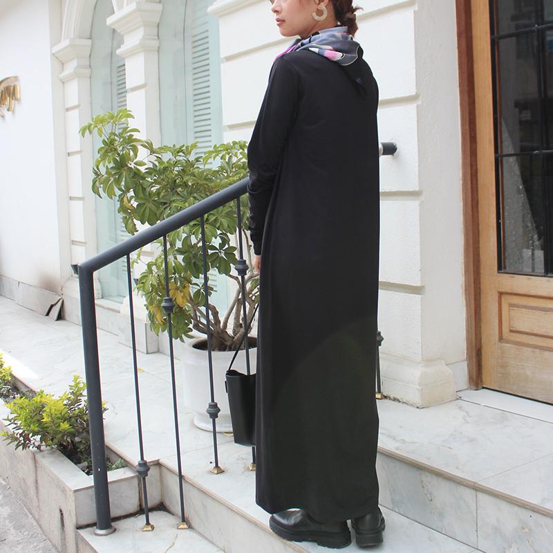 １枚で大人モード◉ ベーシックロングワンピース　ブラック | 3枚目