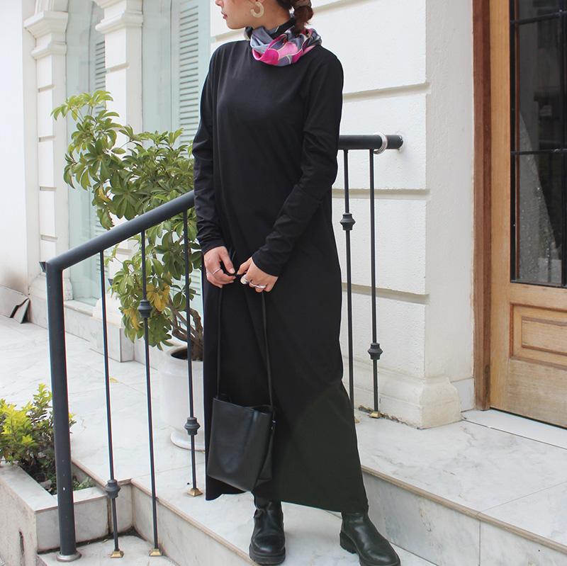 １枚で大人モード◉ ベーシックロングワンピース　ブラック | 7枚目