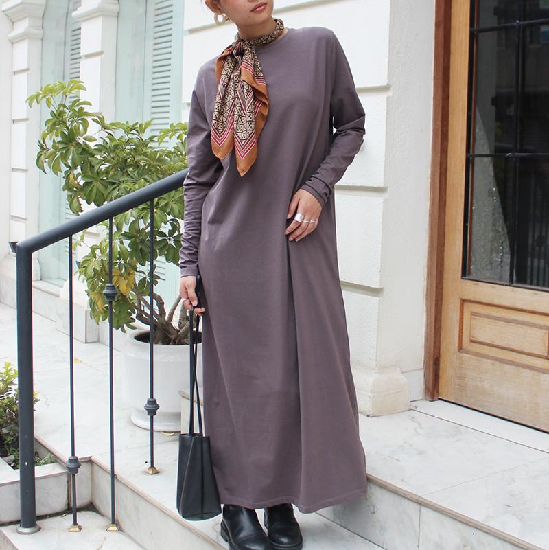 １枚で大人モード◉ ベーシックロングワンピース　グレー | 6枚目