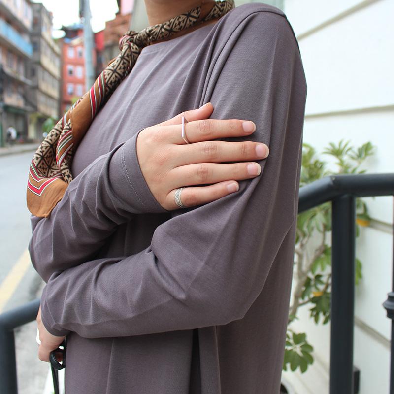 １枚で大人モード◉ ベーシックロングワンピース　グレー | 7枚目