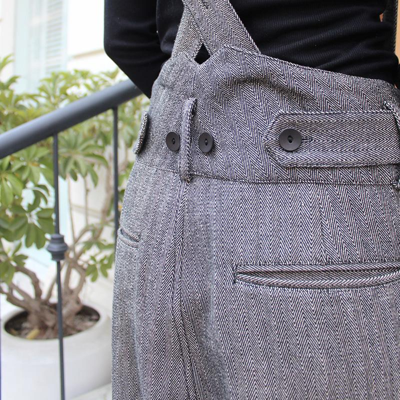 秋の新作◉2wayワイドストレートサロペットパンツ　ヘリンボーングレー | 9枚目