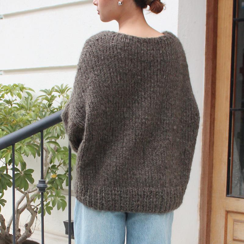 新色◉軽ふわ手編みニット◉モヘアショートセーター　グレイッシュブラウン | 6枚目