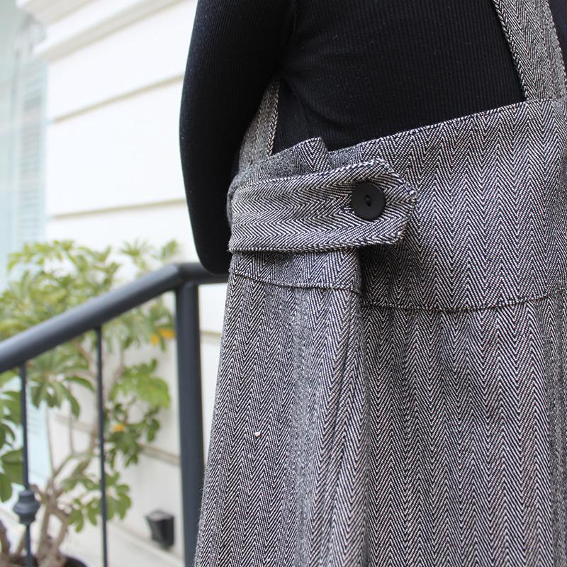 秋の新作◉ フリーサイズのペインターサロペット　ヘリンボーン | 10枚目