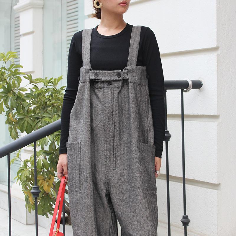 秋の新作◉ フリーサイズのペインターサロペット　ヘリンボーン | 2枚目