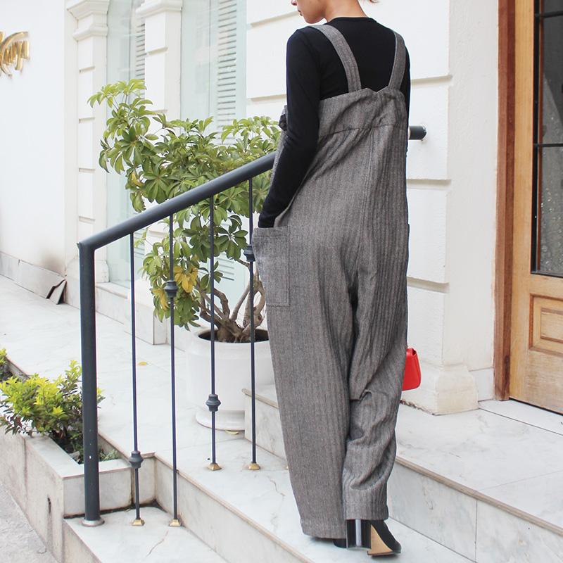 秋の新作◉ フリーサイズのペインターサロペット　ヘリンボーン | 5枚目