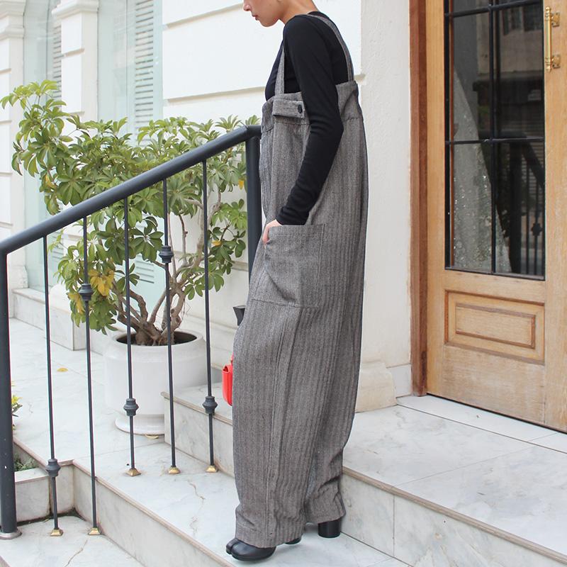 秋の新作◉ フリーサイズのペインターサロペット　ヘリンボーン | 6枚目