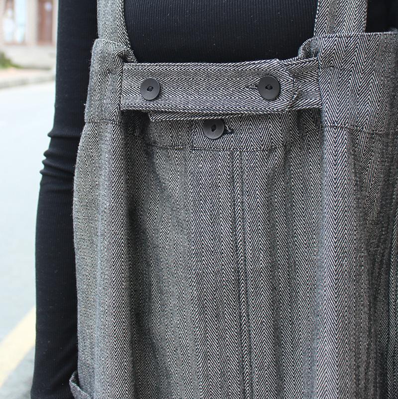 秋の新作◉ フリーサイズのペインターサロペット　ヘリンボーン | 9枚目