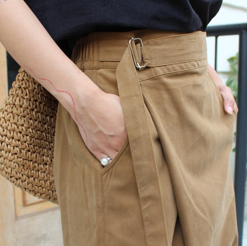 大人モード美脚パンツ◉ストレートラップパンツ　マスタード | 4枚目