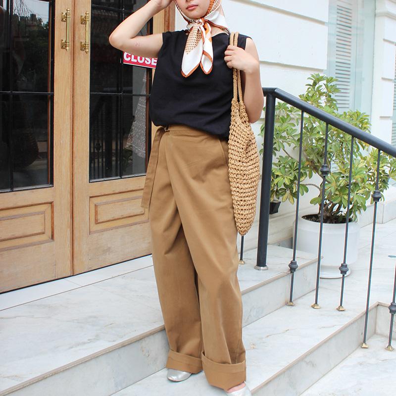 大人モード美脚パンツ◉ストレートラップパンツ　マスタード | 6枚目